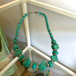 Real Turquoise & Rhinestone Necklace